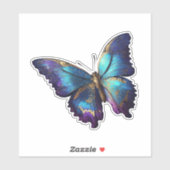 Schöner lila blauer Schmetterling mit Gold Akzente Aufkleber (Blatt)