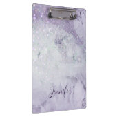 Schöner Lila Marmor und Glitzer Mit Monogramm Klemmbrett (Rechts)
