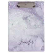 Schöner Lila Marmor und Glitzer Mit Monogramm Klemmbrett (Vorderseite)