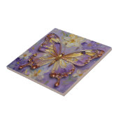 Schöner lila Schmetterling und Blumen Fliese (Seite)