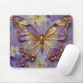 Schöner lila Schmetterling und Blumen Mousepad (Mit Mouse)