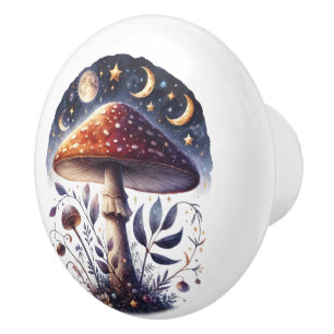 Schöner Lila Toadstool Zodiac Hintergrund Keramikknauf