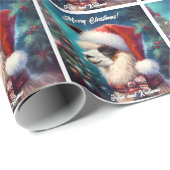 Schöner Llama in einer Weihnachtsmannmütze Geschenkpapier (Rolleneckpunkt)