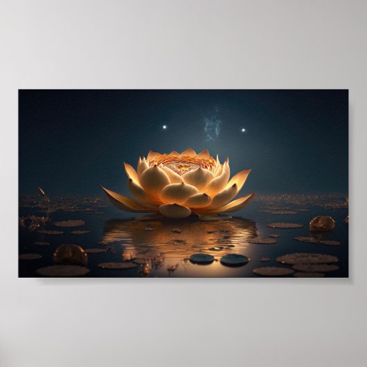 Schöner Lotus, See, Zen Dark Poster (Vorne)
