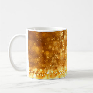 Schöner luxuriöser goldgelber Glitzer Hintergrund. Kaffeetasse