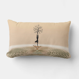 Schöner Mädchenbaum-Silhouette, Zen Lendenkissen