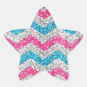 Schöner, mädchenhaft angesagter Glitzer im Zickzac Stern-Aufkleber