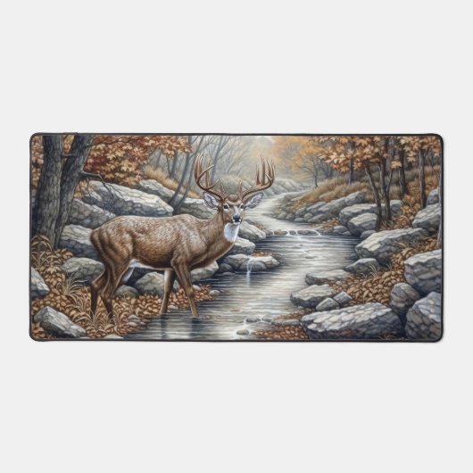Schöner majestätischer Steghirsch am Bach, Schreibtischunterlage (Vorderseite)