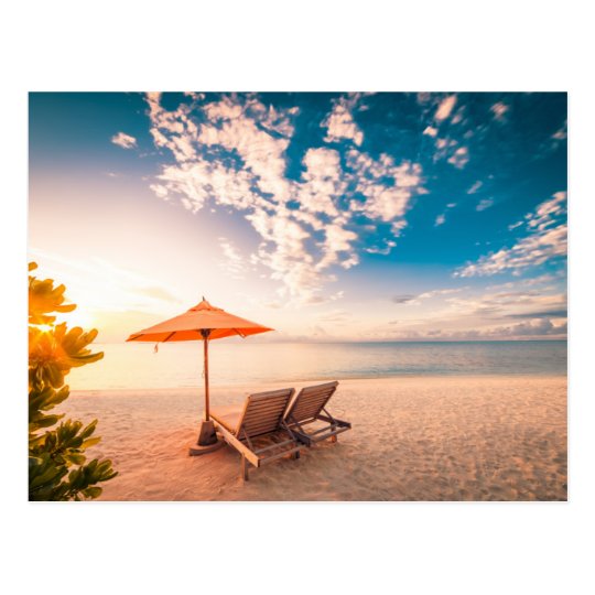 Schoner Malediven Strand Sonnenuntergang Postkarte Zazzle De