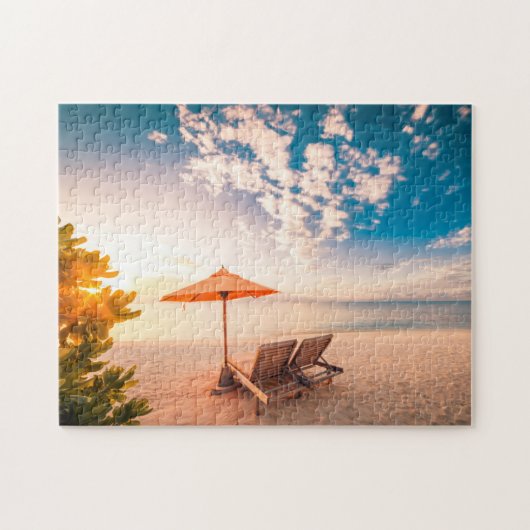 Schöner Malediven-Strand-Sonnenuntergang Puzzle (Horizontal)