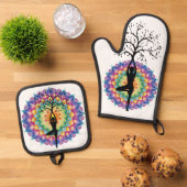 Schöner Mandala Yogo und Meditation Ofenhandschuh & Topflappen-Set (Oben Unten)