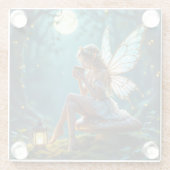 Schöner, märchenhafter Kaffee verzauberter Wald Glasuntersetzer (Rückseite)