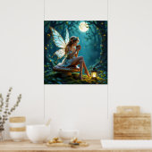 Schöner, märchenhafter Kaffee verzauberter Wald Poster (Küche)