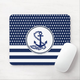 Schöner maritimer Stil, blau und weiß, Anker Mousepad