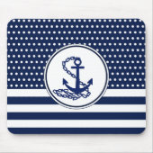 Schöner maritimer Stil, blau und weiß, Anker Mousepad (Vorne)
