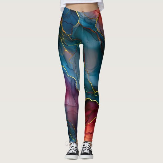 Schöner Marmor und Gold Leggings (Vorderseite)