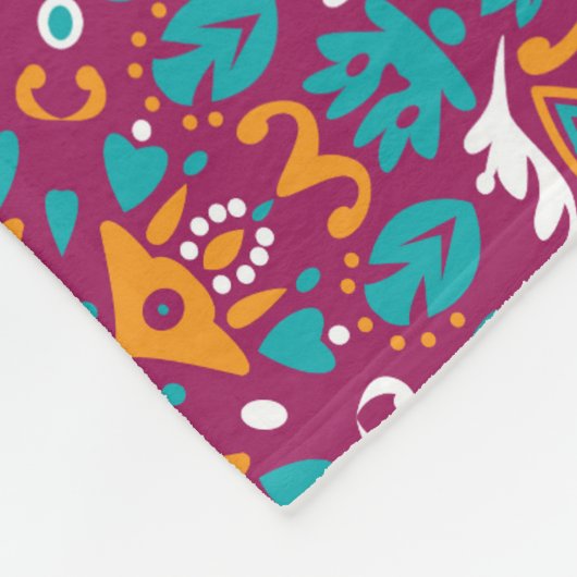 🤩 Schöner Maron und Türkis Azulejos, Fleecedecke (Ecke)