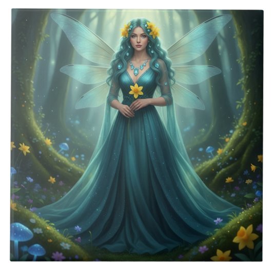 Schöner März Aquamarine Fairy Fliese (Vorderseite)