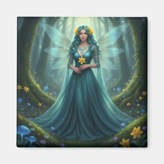 Schöner März Aquamarine Fairy Magnet (Vorne)