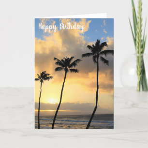 Schöner Maui-Sonnenuntergang und Palmen-Geburtstag Karte