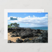 Schöner Maui-Strand mit schwarzen Felsen Postkarte (Vorne/Hinten)