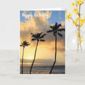 Schöner Maui Sunset und Palmen Bäume Geburtstag Karte (Gelbe Blume)