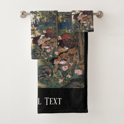 Schöner mehrfarbiger Hahn und Henne Badhandtuch Set (Insitu)