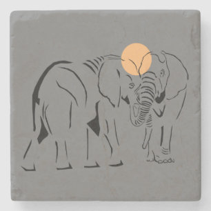 Schöner Minimalistischer Elephant-Marmor-Untersetz Steinuntersetzer