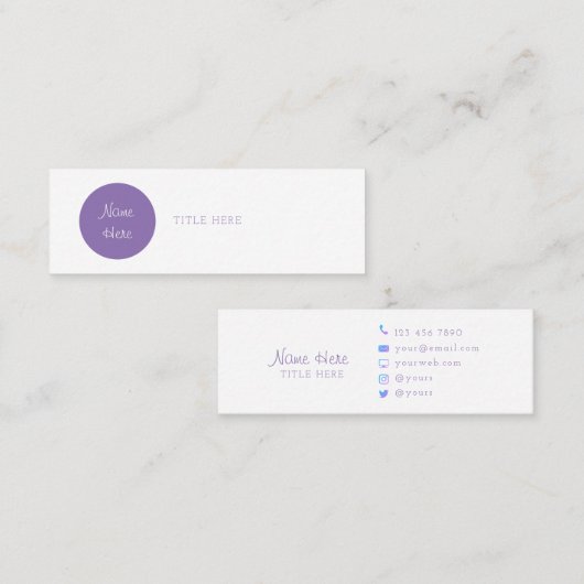 Schöner Minimalistischer Mini Visitenkarte (Vorne/Hinten)