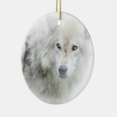 Schöner Mit Augen Wolf im Schnee Keramikornament (Rechts)