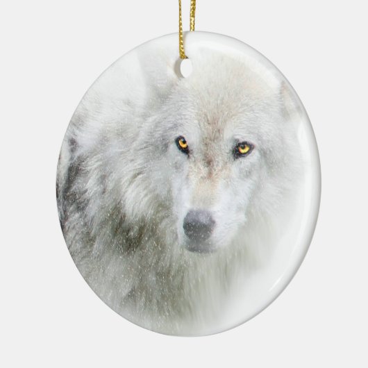 Schöner Mit Augen Wolf im Schnee Keramikornament (Links)