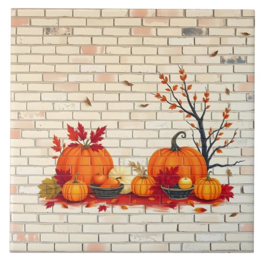 Schöner, moderner glücklicher Erntedankfall Fliese (Vorderseite)