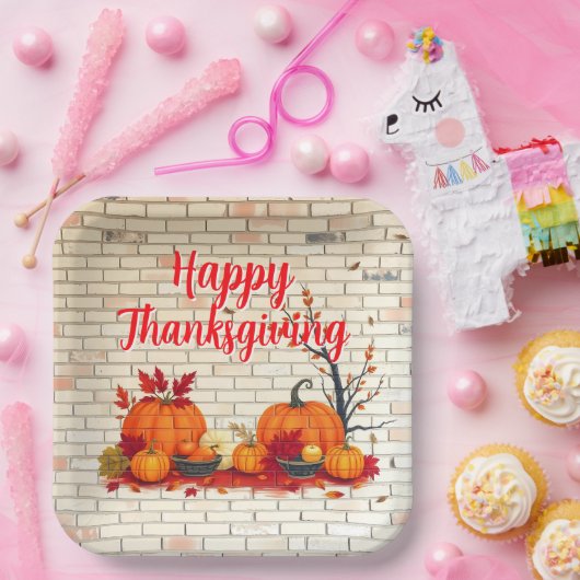 Schöner, moderner glücklicher Erntedankfall Pappteller (Party)