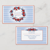 Schöner Mohnblumen-Kranz mit Blumen u. Streifen Visitenkarte (Vorne/Hinten)