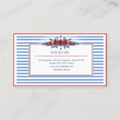 Schöner Mohnblumen-Kranz mit Blumen u. Streifen Visitenkarte (Rückseite)