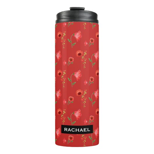 Schöner Mohnmuster-Personalisierung Thermosbecher (Vorderseite)