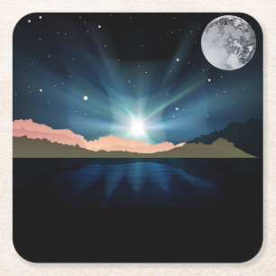 Schöner Mond über dem Untersetzer Set