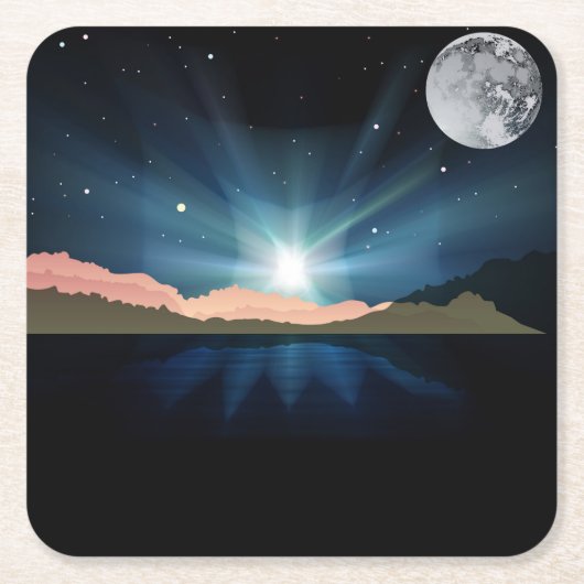 Schöner Mond über dem Untersetzer Set (Vorderseite)