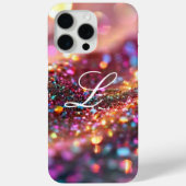 Schöner Monogram Glitzer Rainbow Glamour Case-Mate iPhone Hülle (Rückseite)