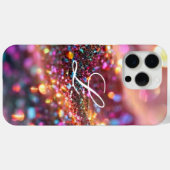 Schöner Monogram Glitzer Rainbow Glamour Case-Mate iPhone Hülle (Rückseite (Horizontal))