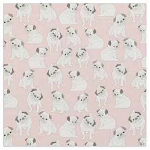 Schöner Mops auf rosa Hintergrund Stoff