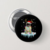 schöner Mops Welpe im Schnee Button (Vorne & Hinten)