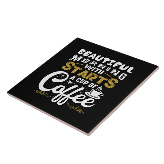 schöner Morgen mit Beginn einer Tasse Kaffee Fliese (Seite)