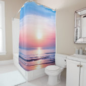 Schöner morgendlicher Sonnenaufgang, blaues Meer, Duschvorhang (Beispiel)