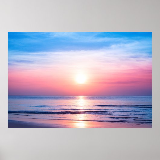 Schöner morgendlicher Sonnenaufgang, blaues Meer,  Poster (Vorne)