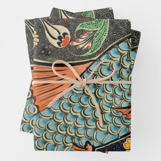 Schöner Mosaik und farbenfroher Fisch Geschenkpapier Set (Beispiel)