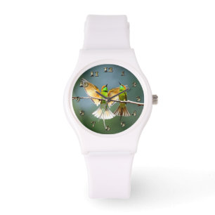 Schöner Motmot-Vogel am Zweig Armbanduhr