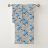 Schöner Mountain Bluebird auf der Tansy Badhandtuch Set (Insitu)