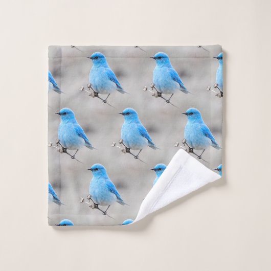 Schöner Mountain Bluebird auf der Tansy Badhandtuch Set (Waschlappen)