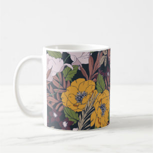 Schöner, nahtloser, blumengeschmückter Hintergru Kaffeetasse